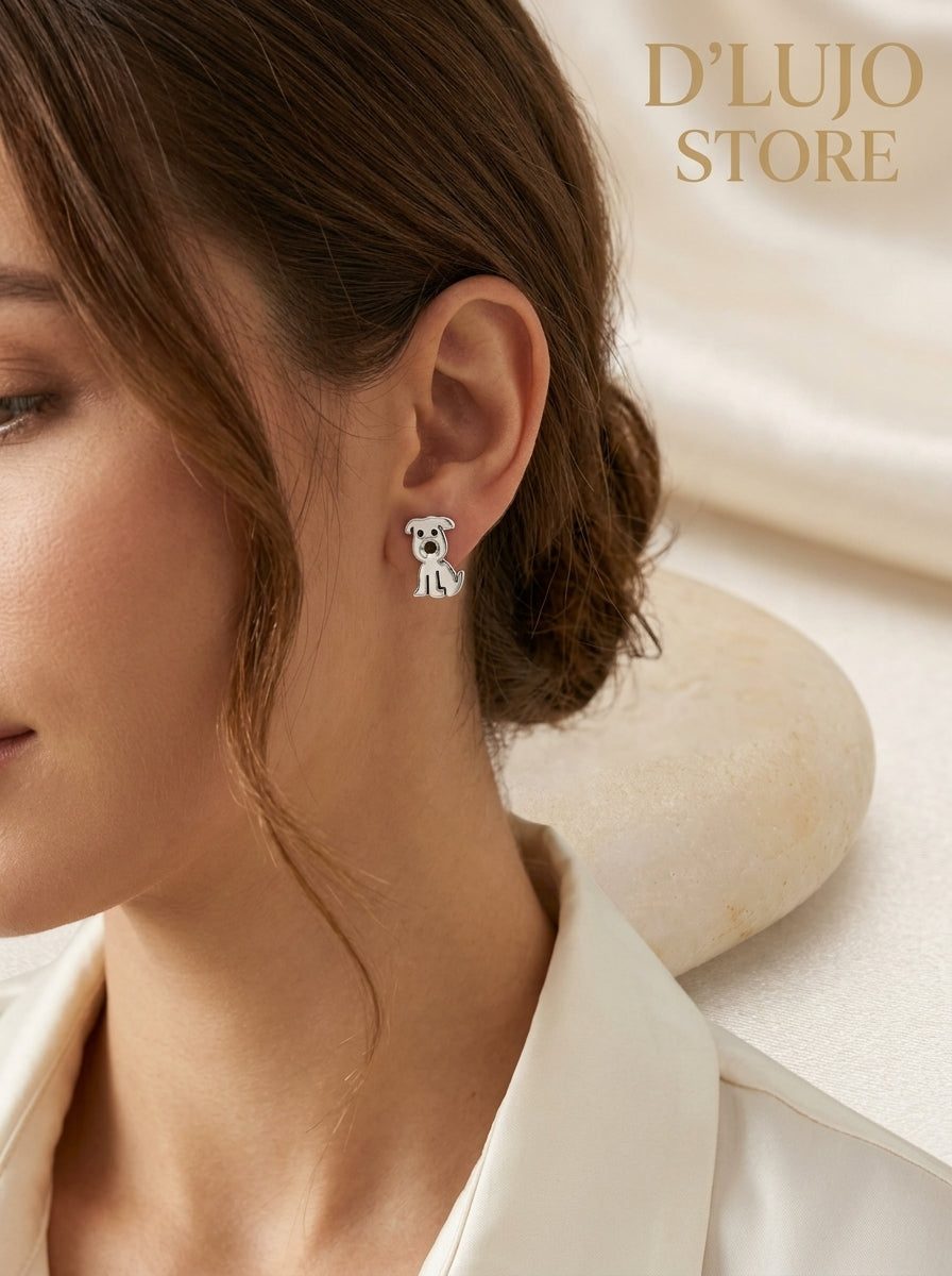Aretes de Perrito en Plata 925