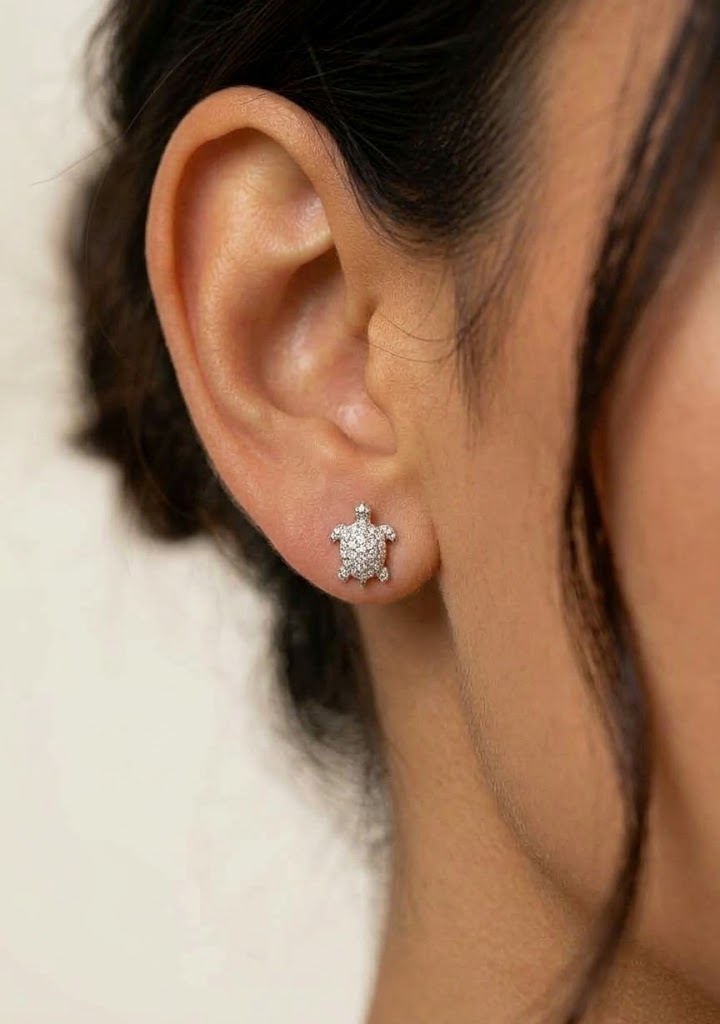 Aretes Broquel de Tortuga en Plata Ley 925