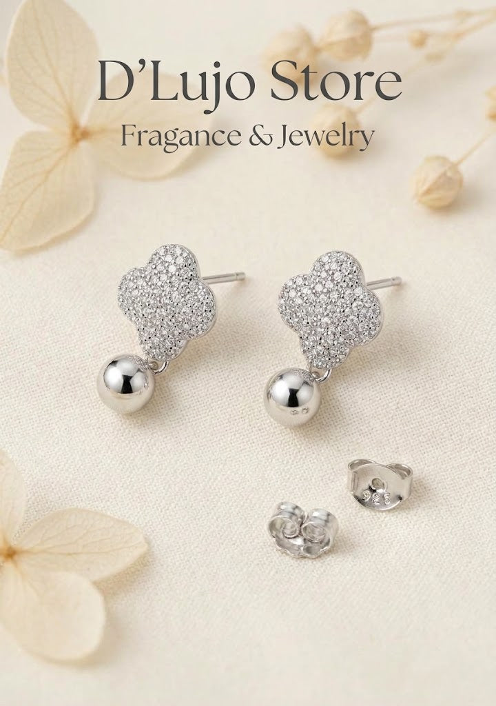 Aretes Van C de Plata 925 con Circonias y Colgante