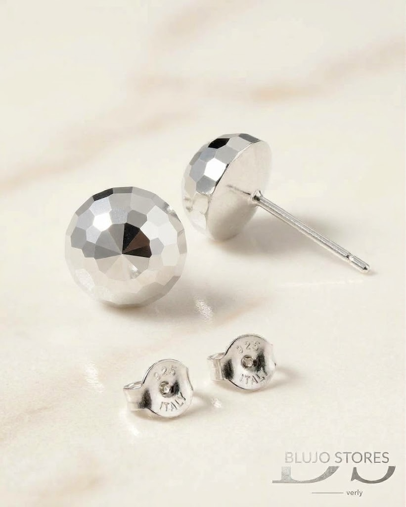 Aretes  Esferas Facetadas en Plata 925
