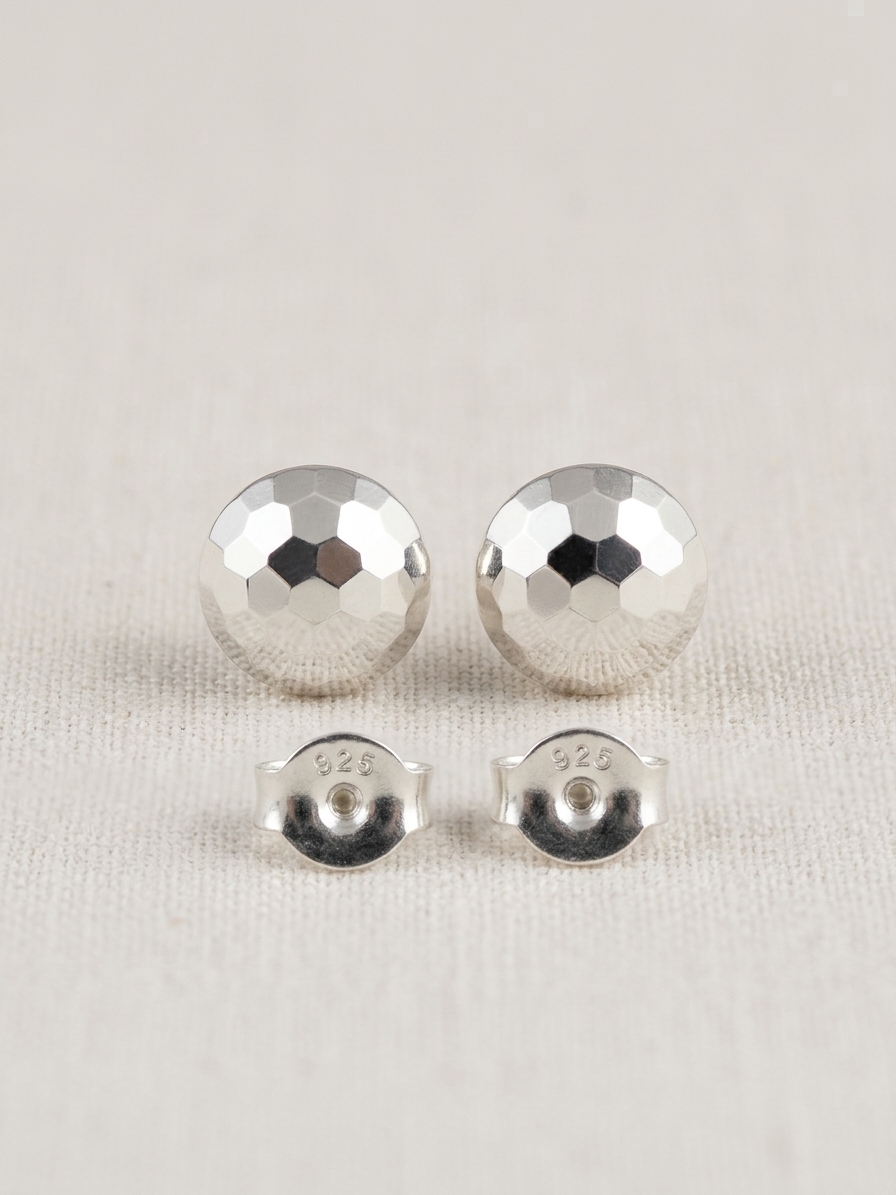 Aretes  Esferas Facetadas en Plata 925