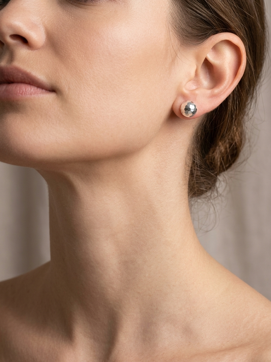 Aretes  Esferas Facetadas en Plata 925