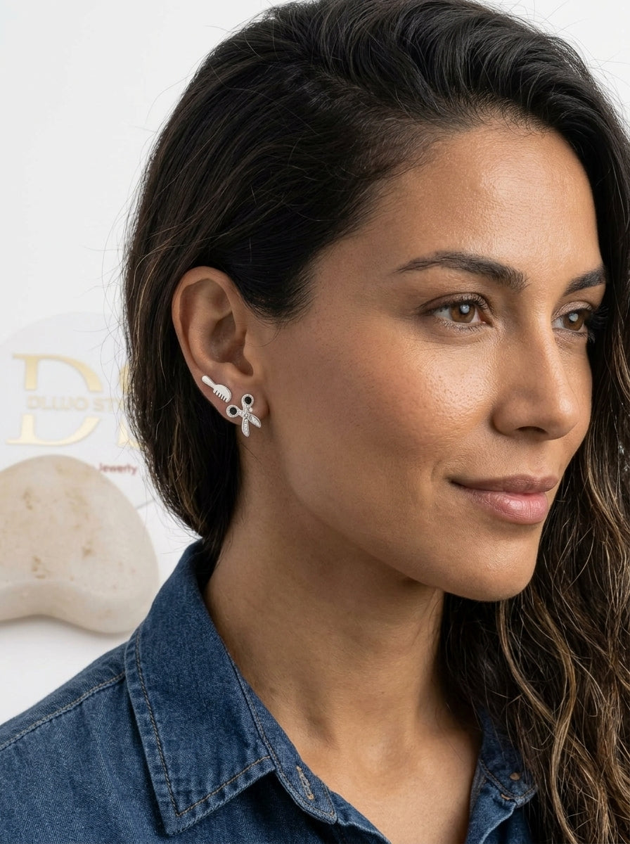 Aretes Set de Estilismo Plata 925