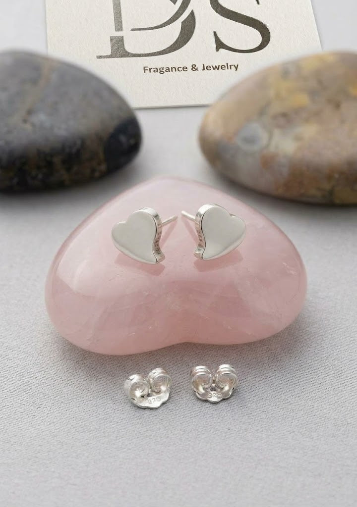 Aretes Broquel de Corazón en Plata Ley 925