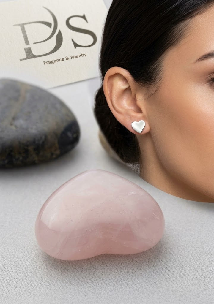Aretes Broquel de Corazón en Plata Ley 925