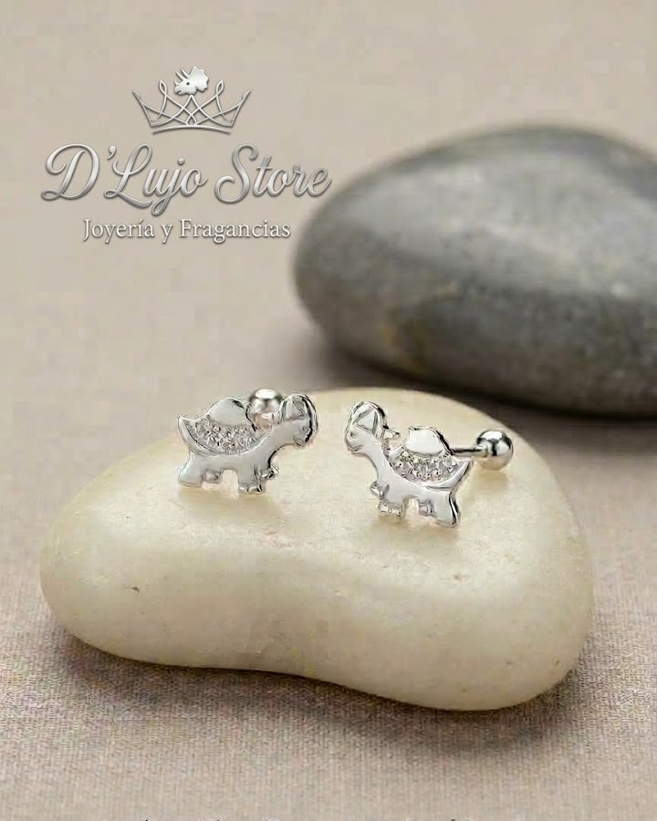 Aretes Dinosaurio Plata y Brillo