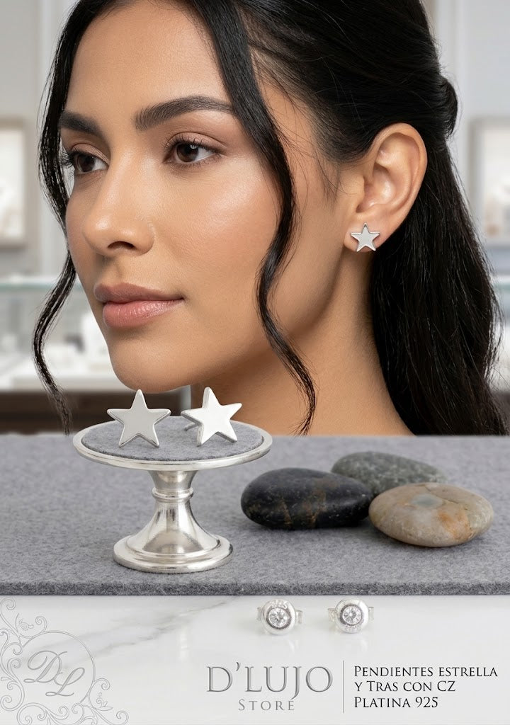 Pendientes de Plata de Ley 925 con Diseño Variado