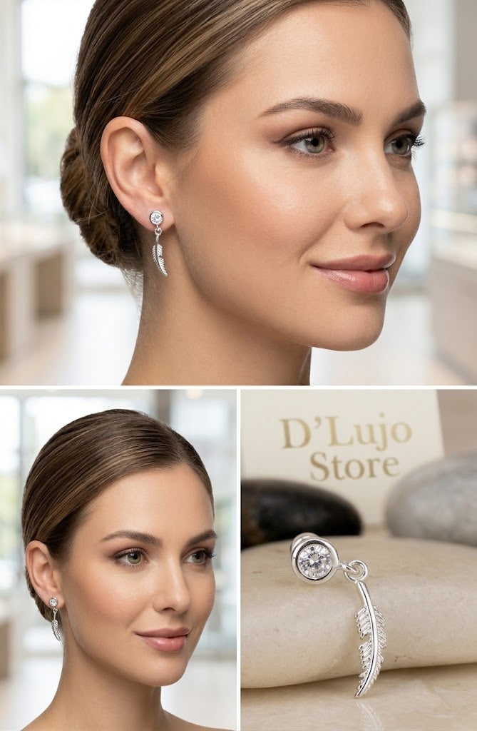 Pendientes de Plata de Ley 925 con Diseño Variado