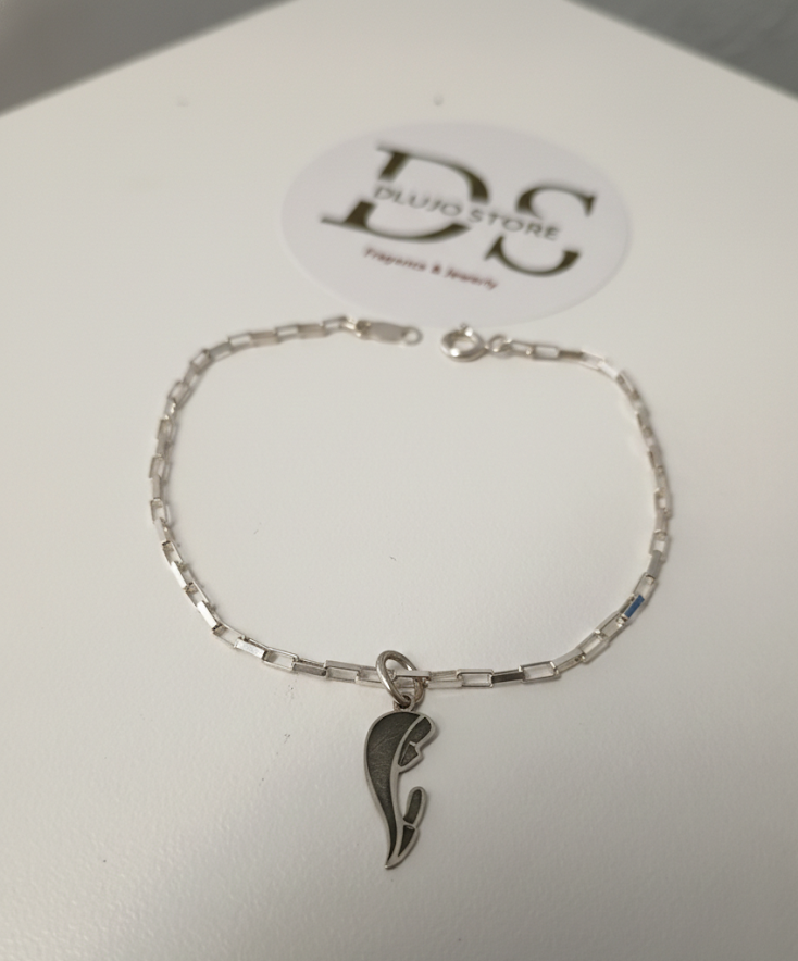 Pulsera Diseño Eslabón tipo Box con Charms en Plata de Ley 925