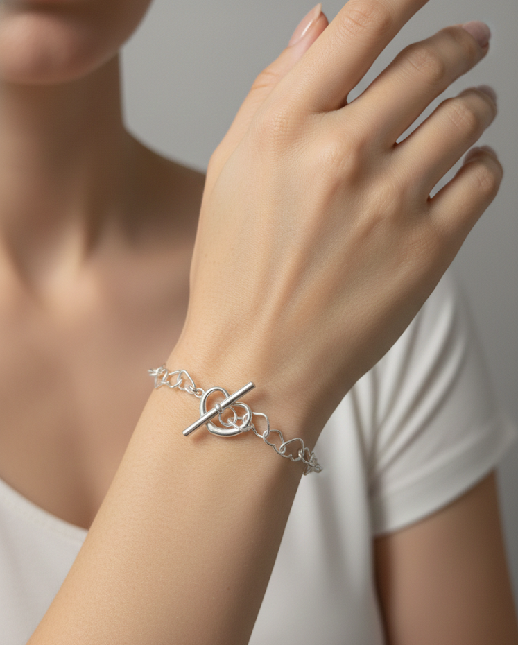 Pulsera Corazones Entrelazados en Plata de Ley 925