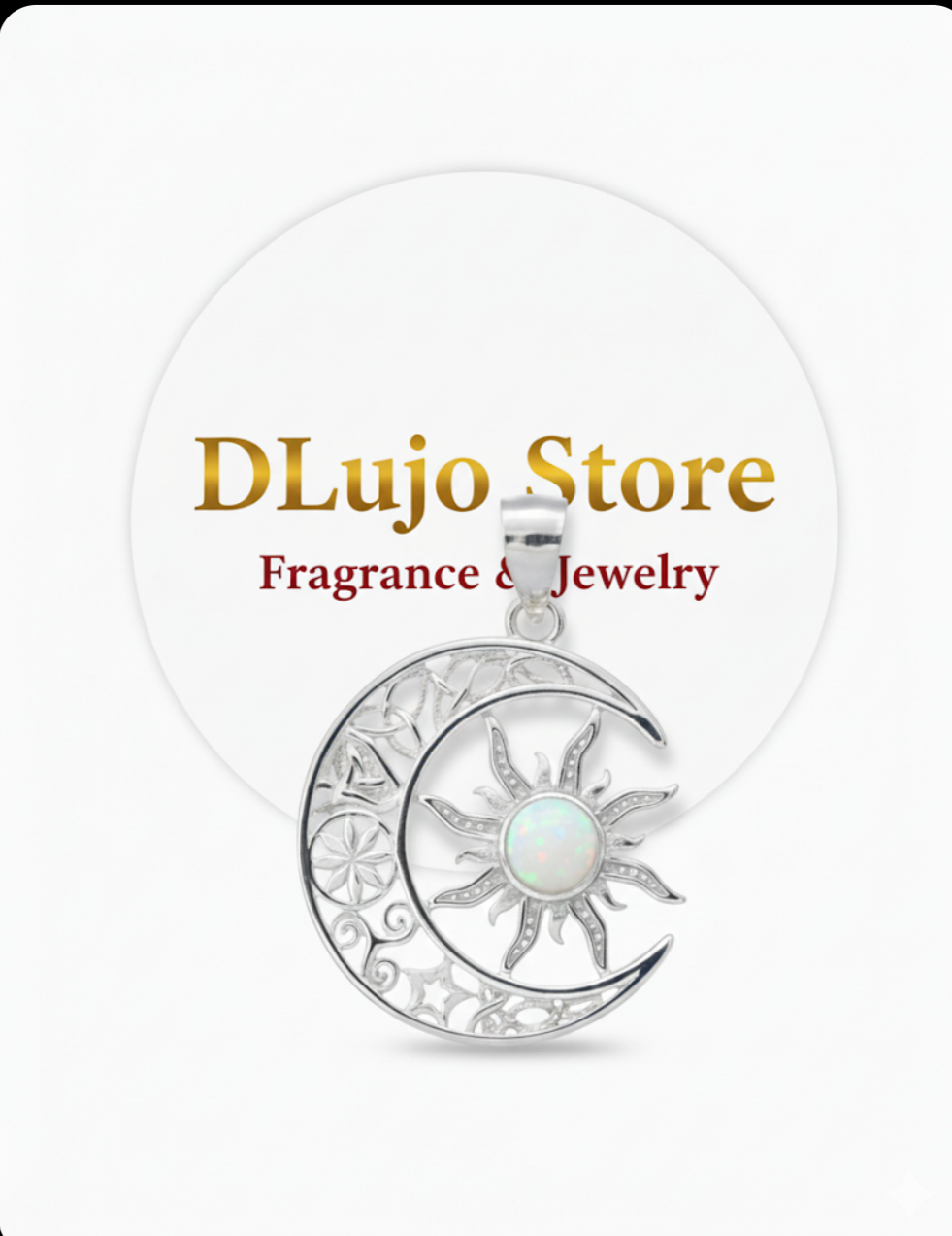 Celestial Union Pendant Moon and Sun in 925 Silver with Opal