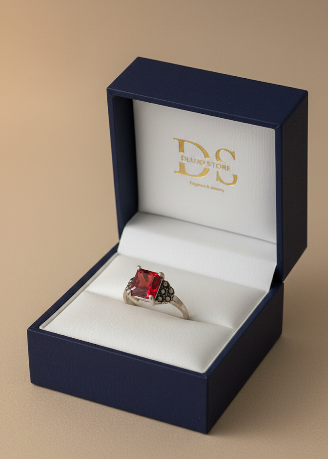 Anillo “Prisma Rojo” en Plata de Ley 925