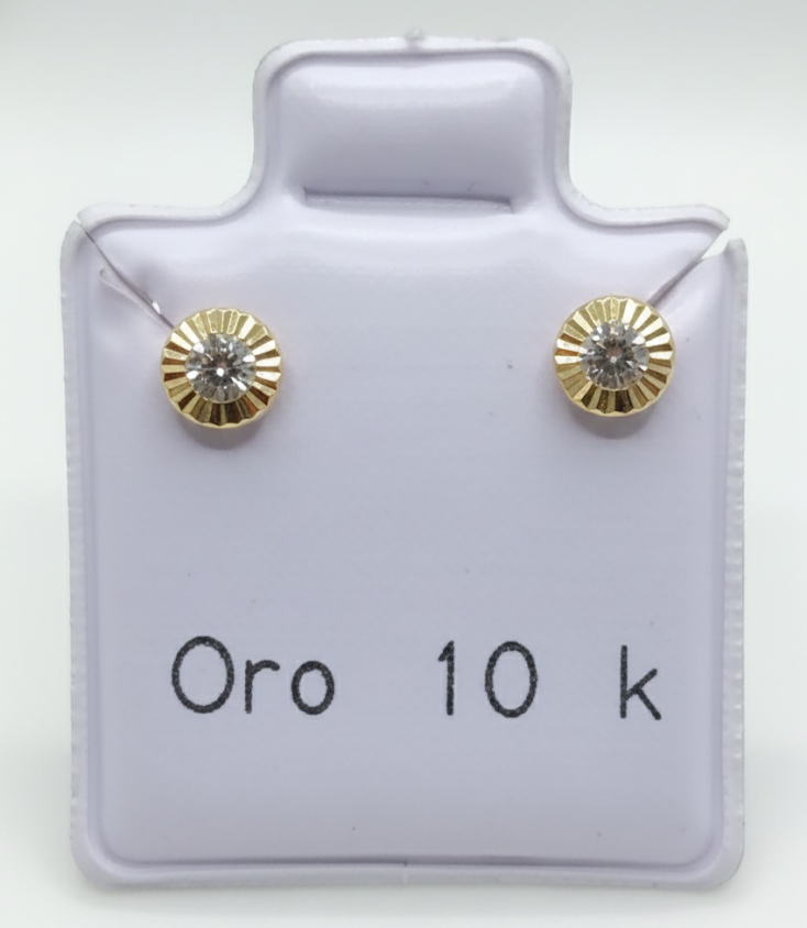 Aretes de Broquel Redondos Clásicos en Oro 10K