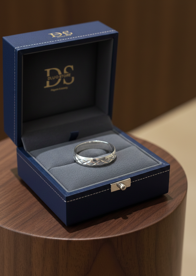 Diamond Cut Wedding Band in 925 Sterling Silver