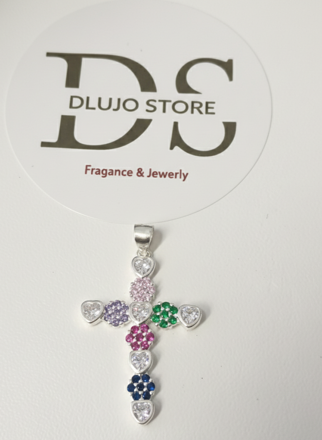 Dije de Cruz “Gemas de Fe” en Plata 925