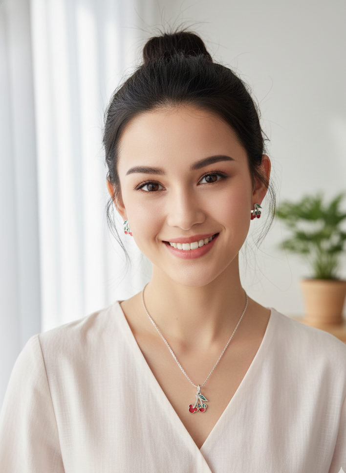 Set de Cerezas en Plata 925