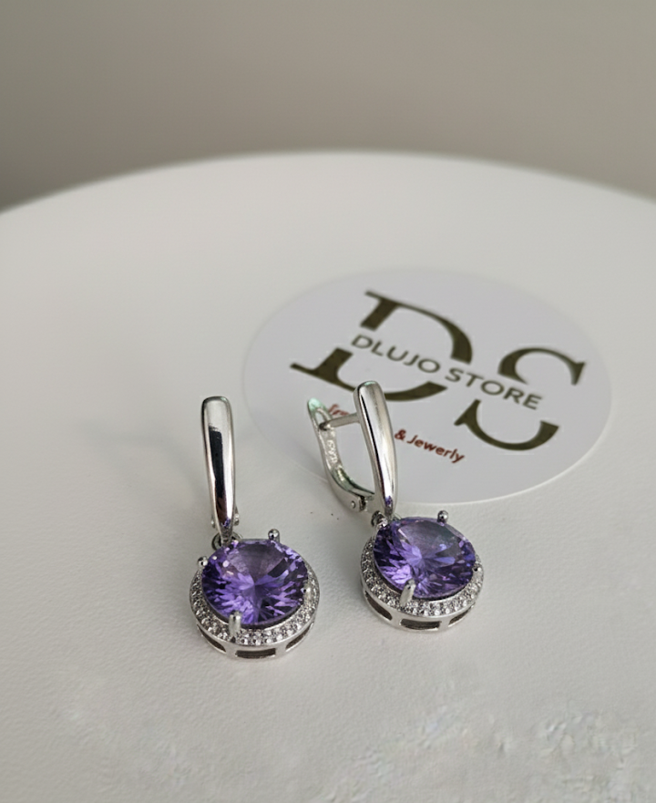 Set de Circonias Púrpura en Plata 925