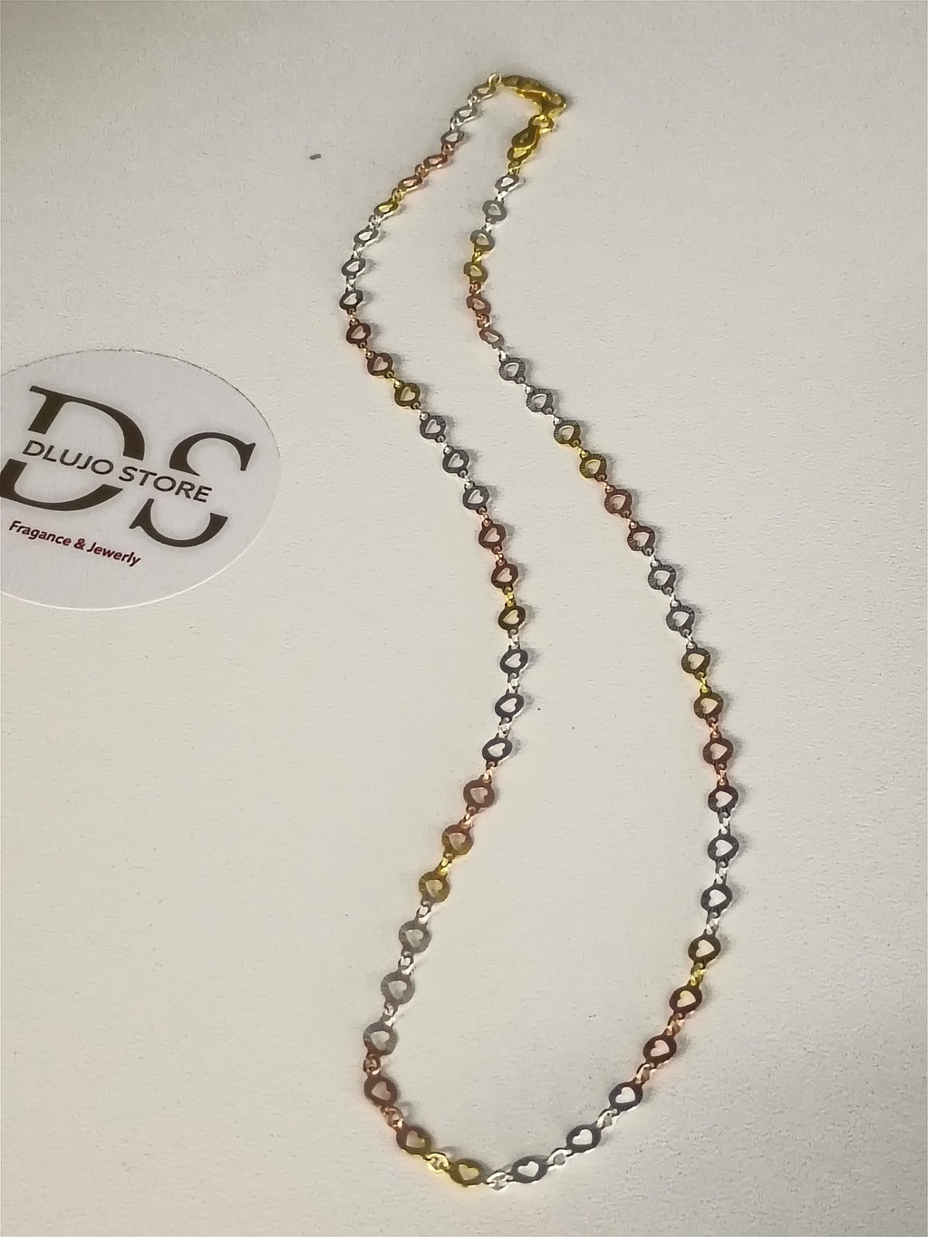 Cadena Tricolor de Corazones en Plata 925