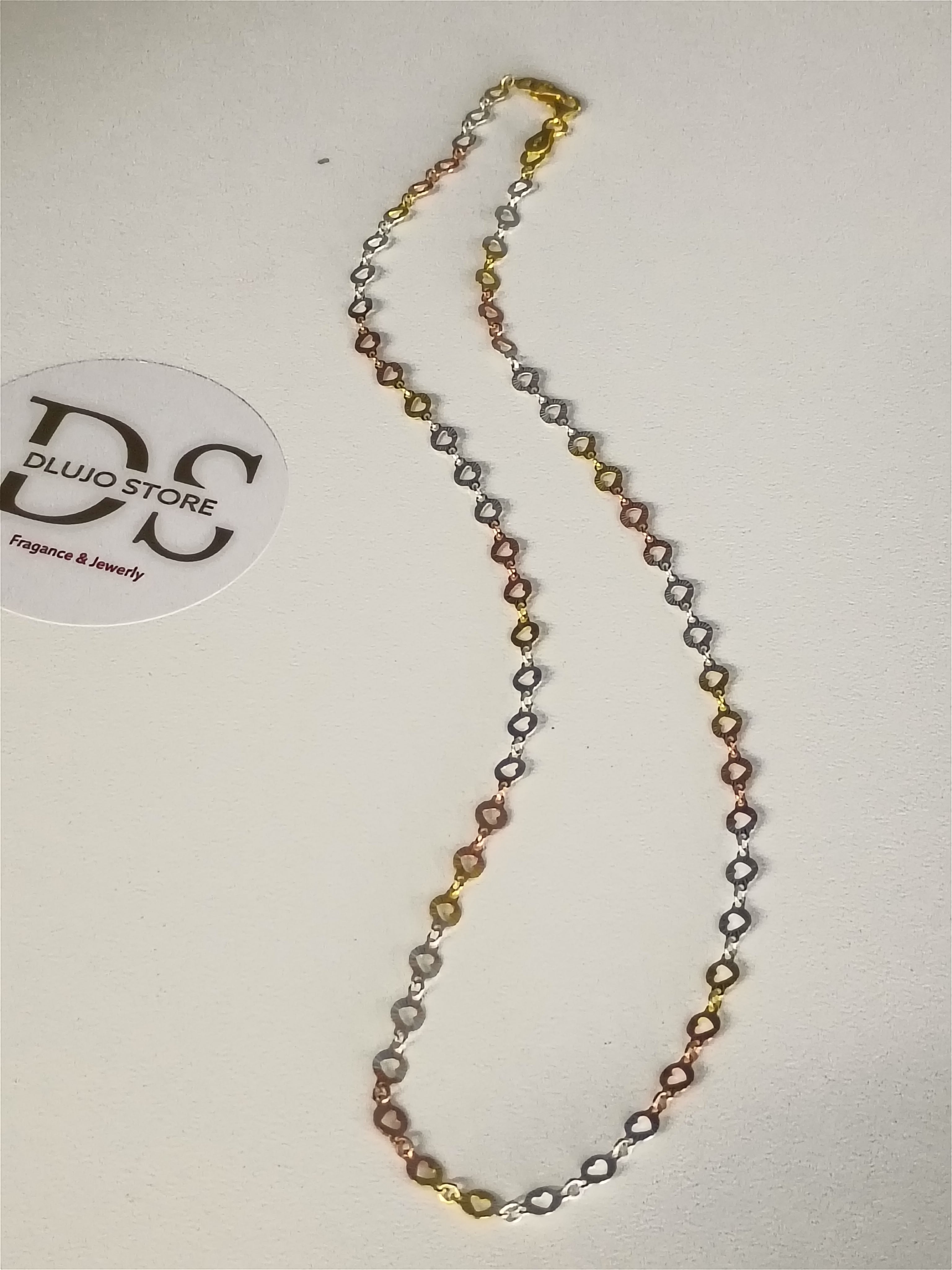 Cadena Tricolor de Corazones en Plata 925