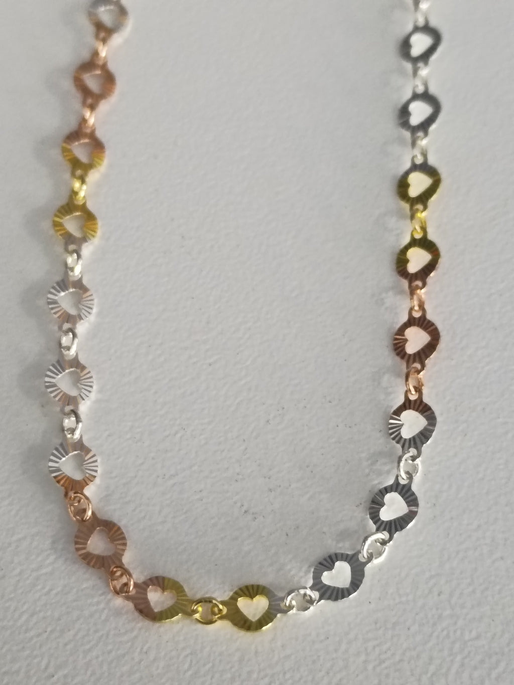 Cadena Tricolor de Corazones en Plata 925