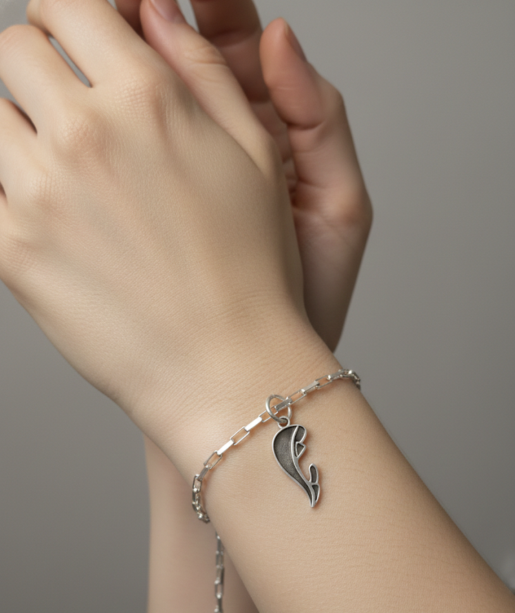 Pulsera Diseño Eslabón tipo Box con Charms en Plata de Ley 925