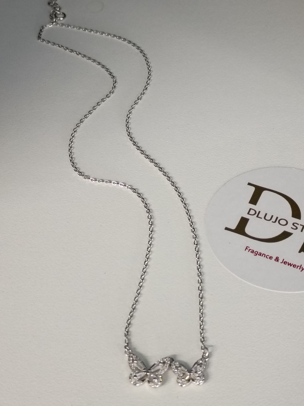 Cadena de Plata 925 con Dije de Mariposas y Circonias