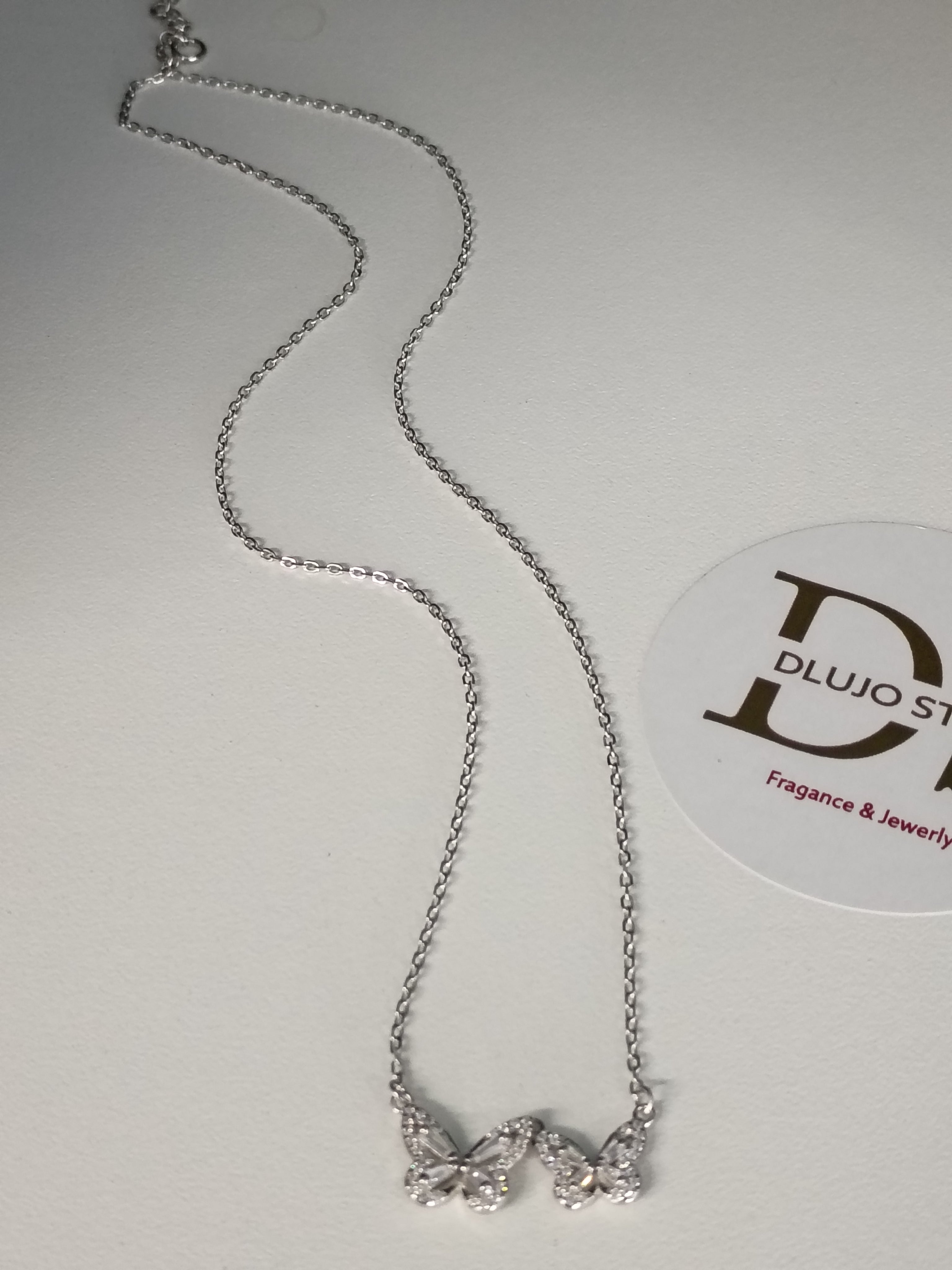 Cadena de Plata 925 con Dije de Mariposas y Circonias