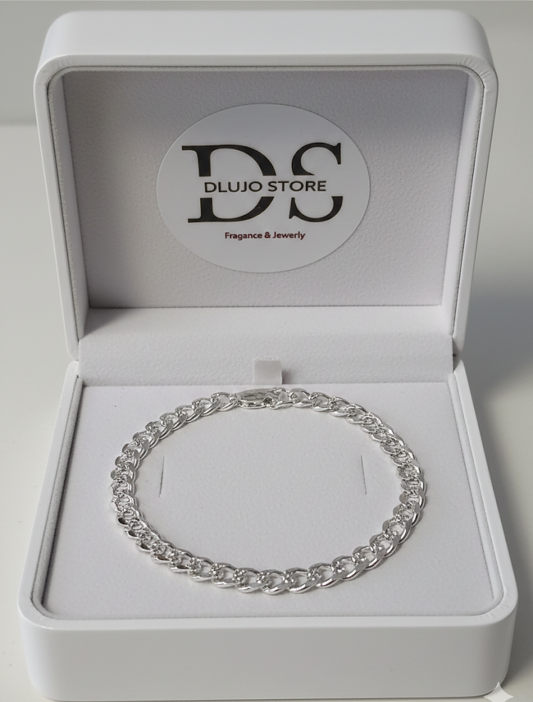 Pulsera Estilo Cubano Diamantado en Plata de Ley 925