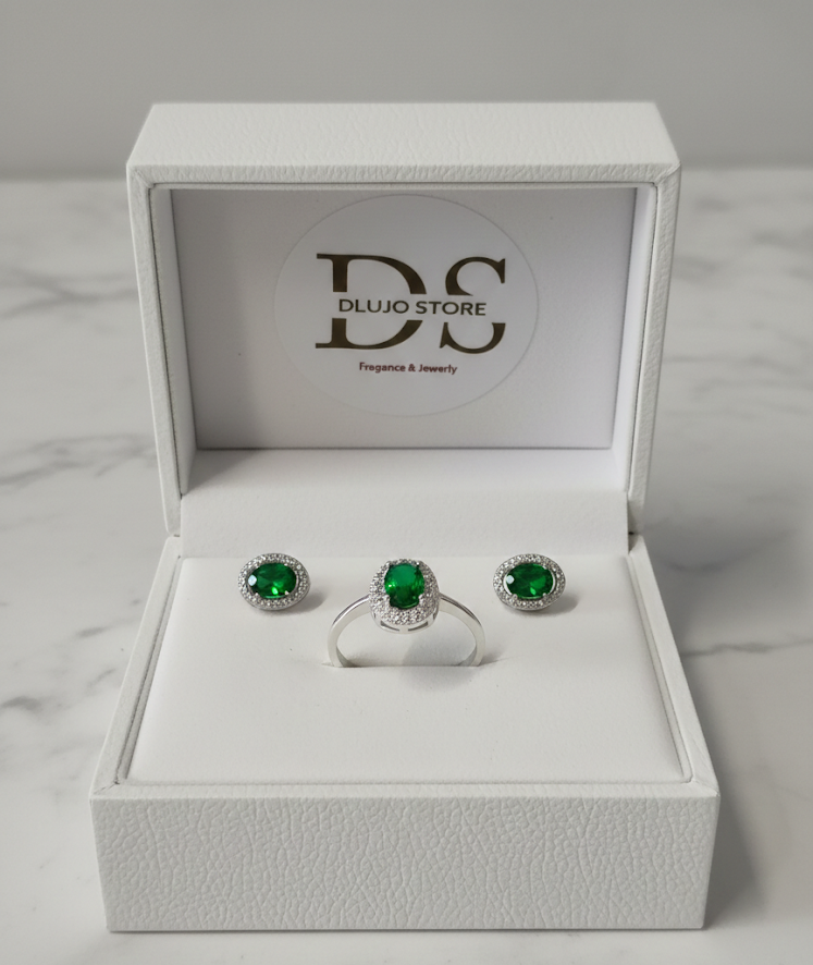 Set “Elegance Oval Emerald” en Plata de Ley 925