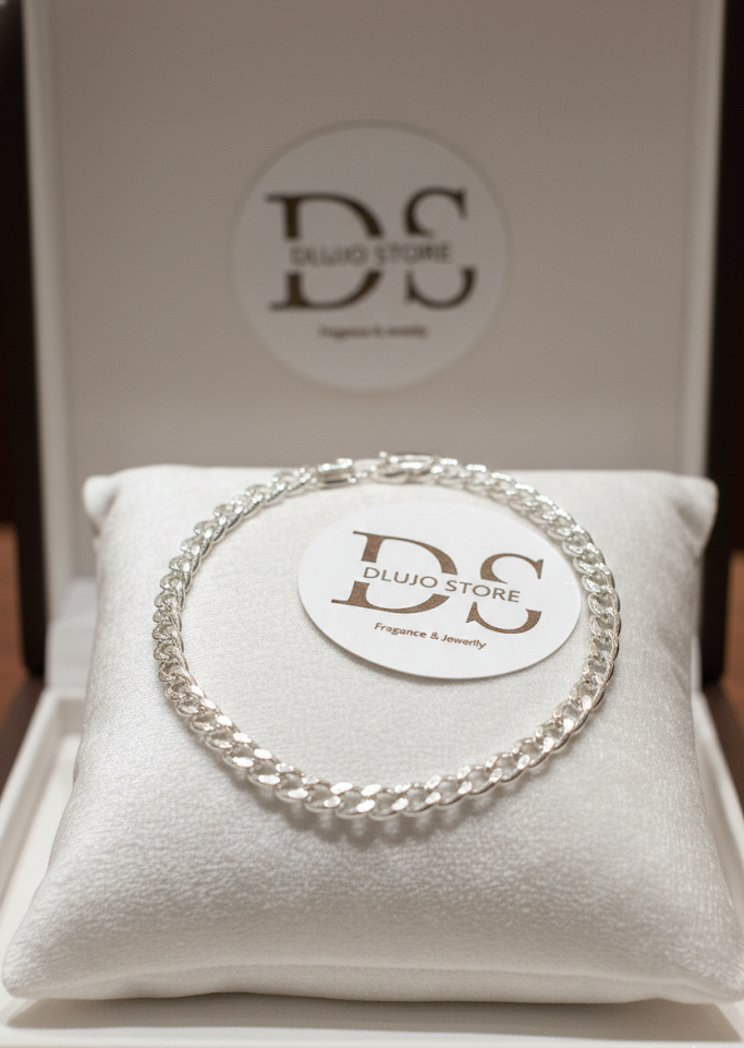 Pulsera Estilo Cubano Diamantado en Plata de Ley 925