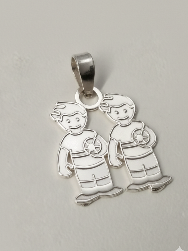 Dije Vínculo Eterno Dos Niños en Plata 925