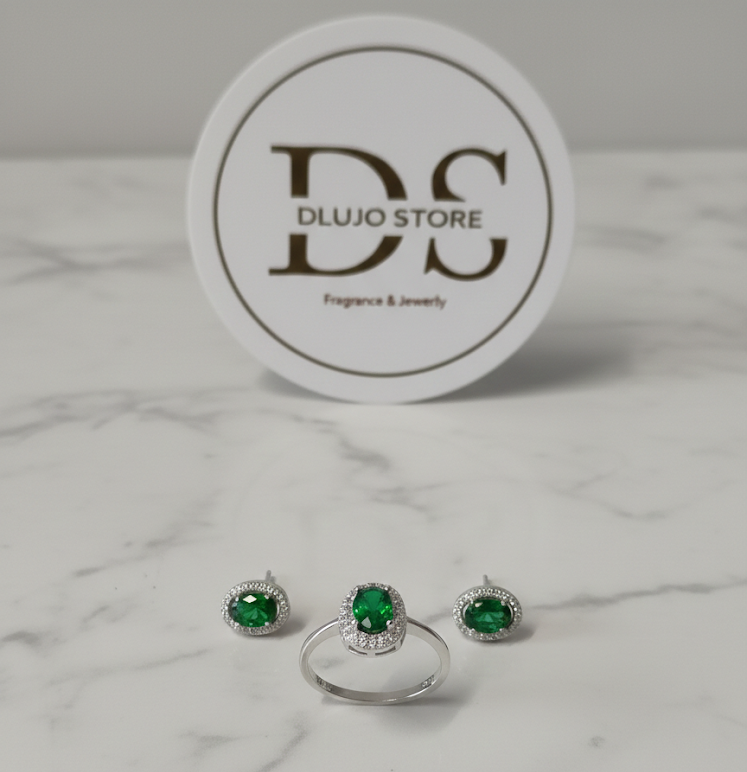 Set “Elegance Oval Emerald” en Plata de Ley 925
