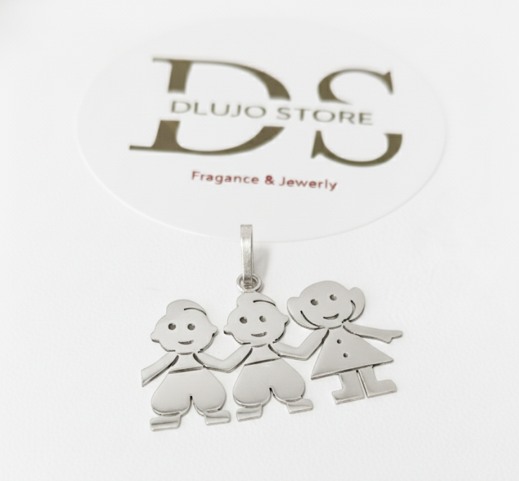 Dije Vínculo Eterno Dos Niños y Una Niña en Plata 925