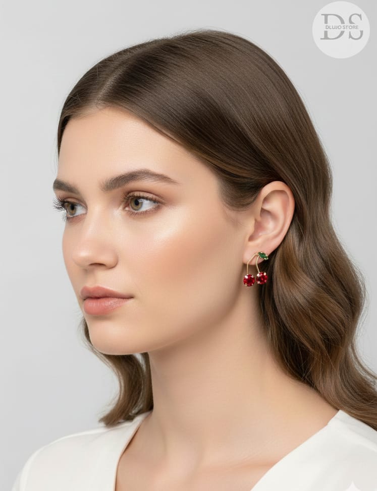 Aretes de Cereza en Oro 10K