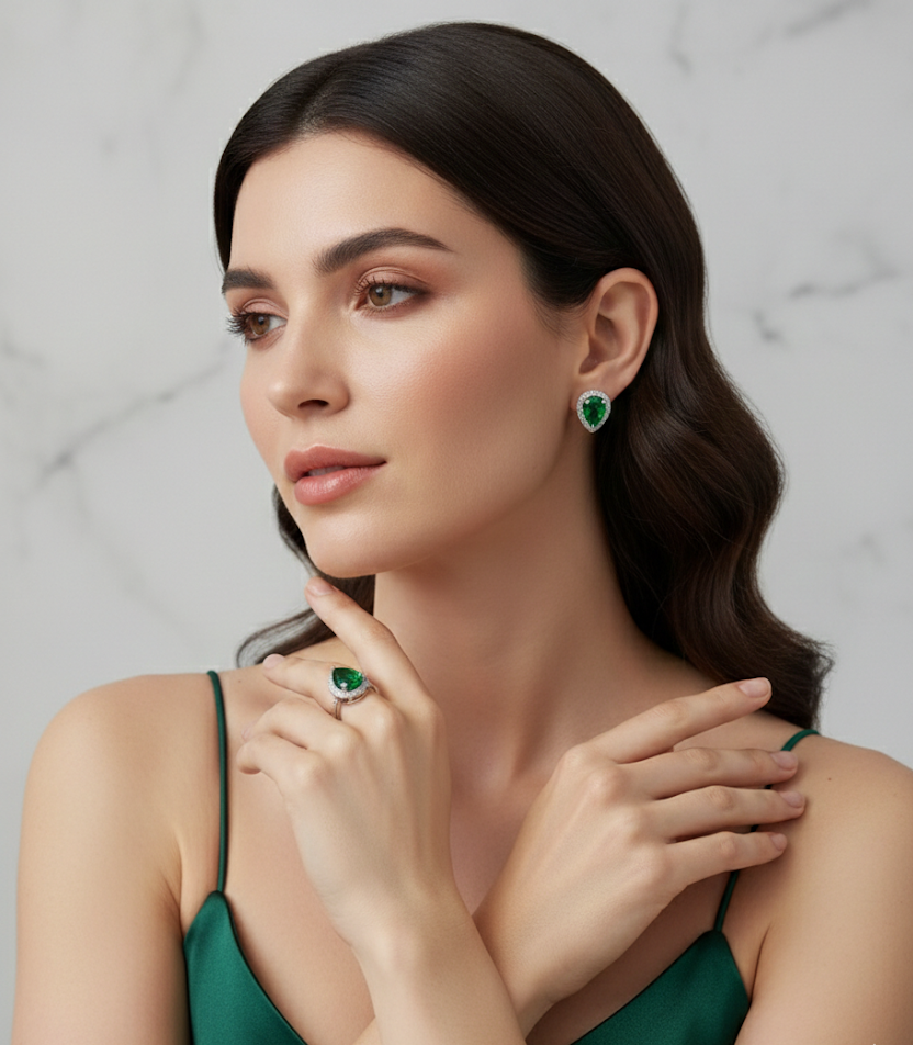 Set “Emerald Queen” en Plata de Ley 925