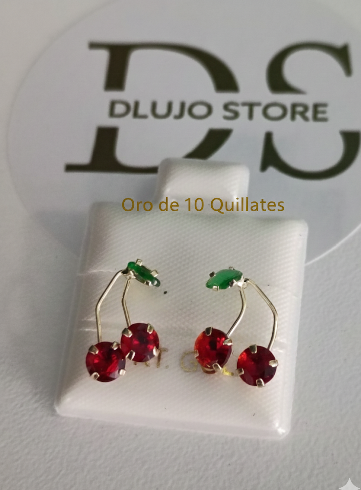 Aretes de Cereza en Oro 10K