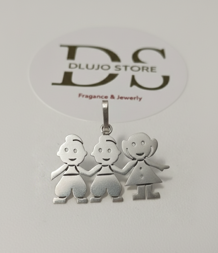 Dije Vínculo Eterno Dos Niños y Una Niña en Plata 925