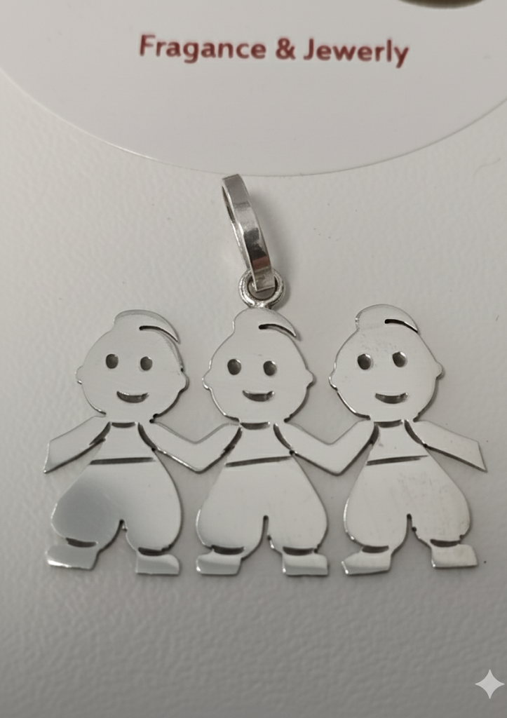 Dije Vínculo Eterno Tres Niños en Plata 925