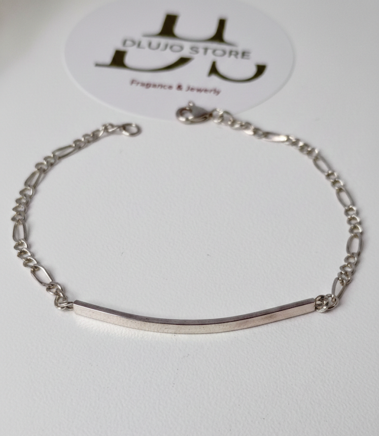 Figaro Bracelet with Bridge in 925 Sterling Silver