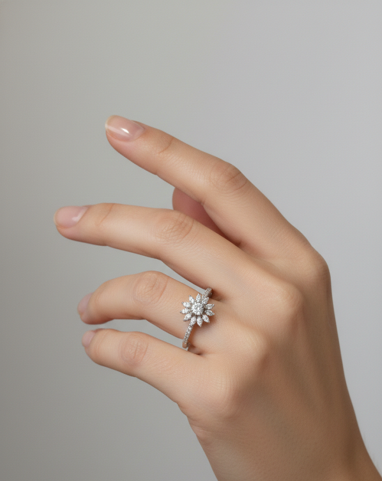 Anillo “Girasol Radiante” en Plata de Ley 925