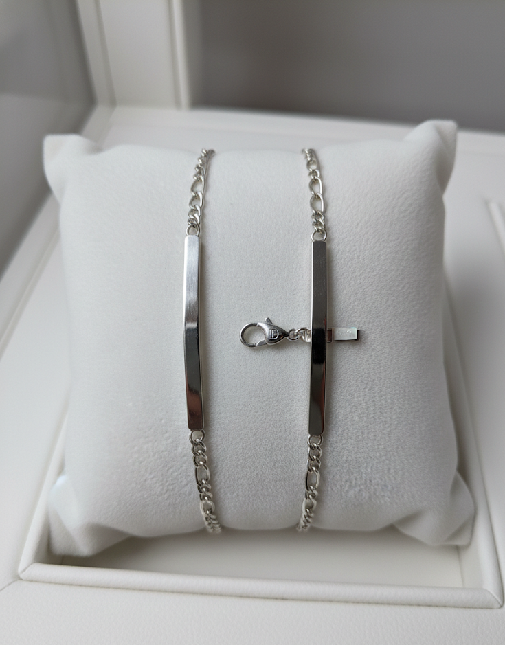 Figaro Bracelet with Bridge in 925 Sterling Silver
