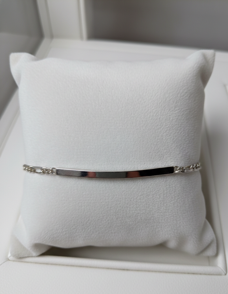 Figaro Bracelet with Bridge in 925 Sterling Silver