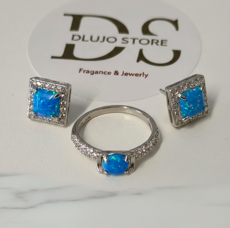 Set “Ópalo Cultivado” en Plata de Ley 925