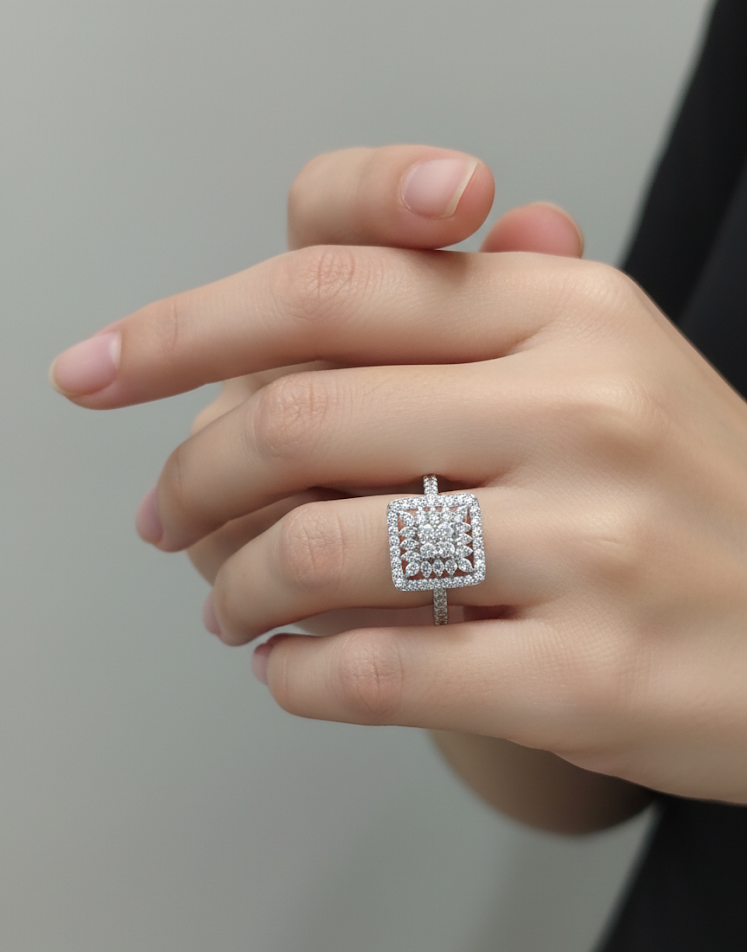 “Perfect Square” Ring in 925 Sterling Silver