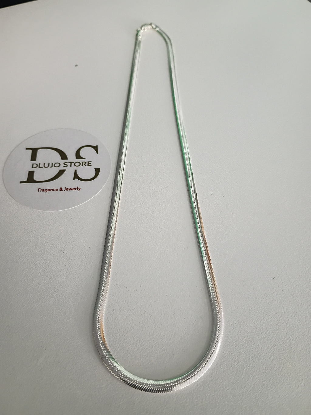 Cadena Plana Estilo Serpiente en Plata 925