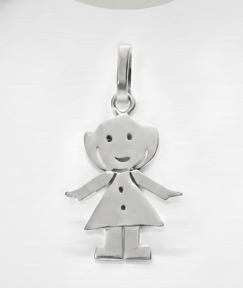 Dije de Niña con Vestido en Plata de Ley 925