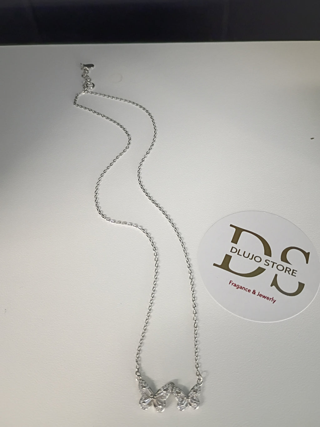 Cadena de Plata 925 con Dije de Mariposas y Circonias