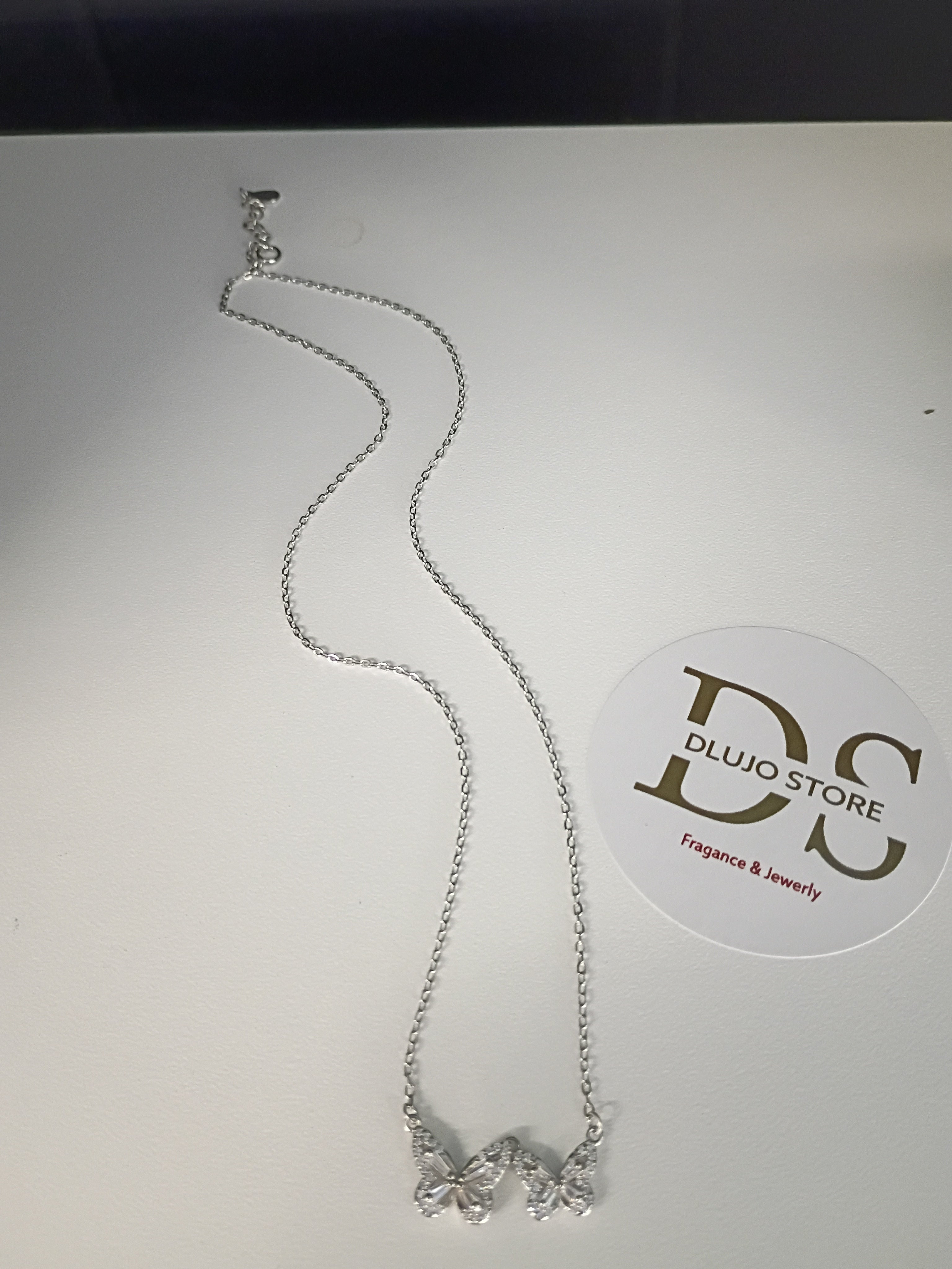 Cadena de Plata 925 con Dije de Mariposas y Circonias