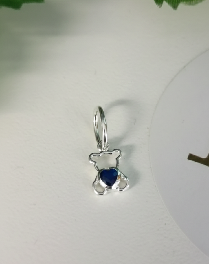 Dije de Osito “Corazón Azul” en Plata 925