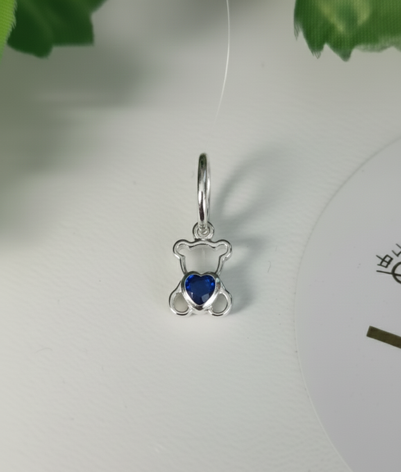 Dije de Osito “Corazón Azul” en Plata 925